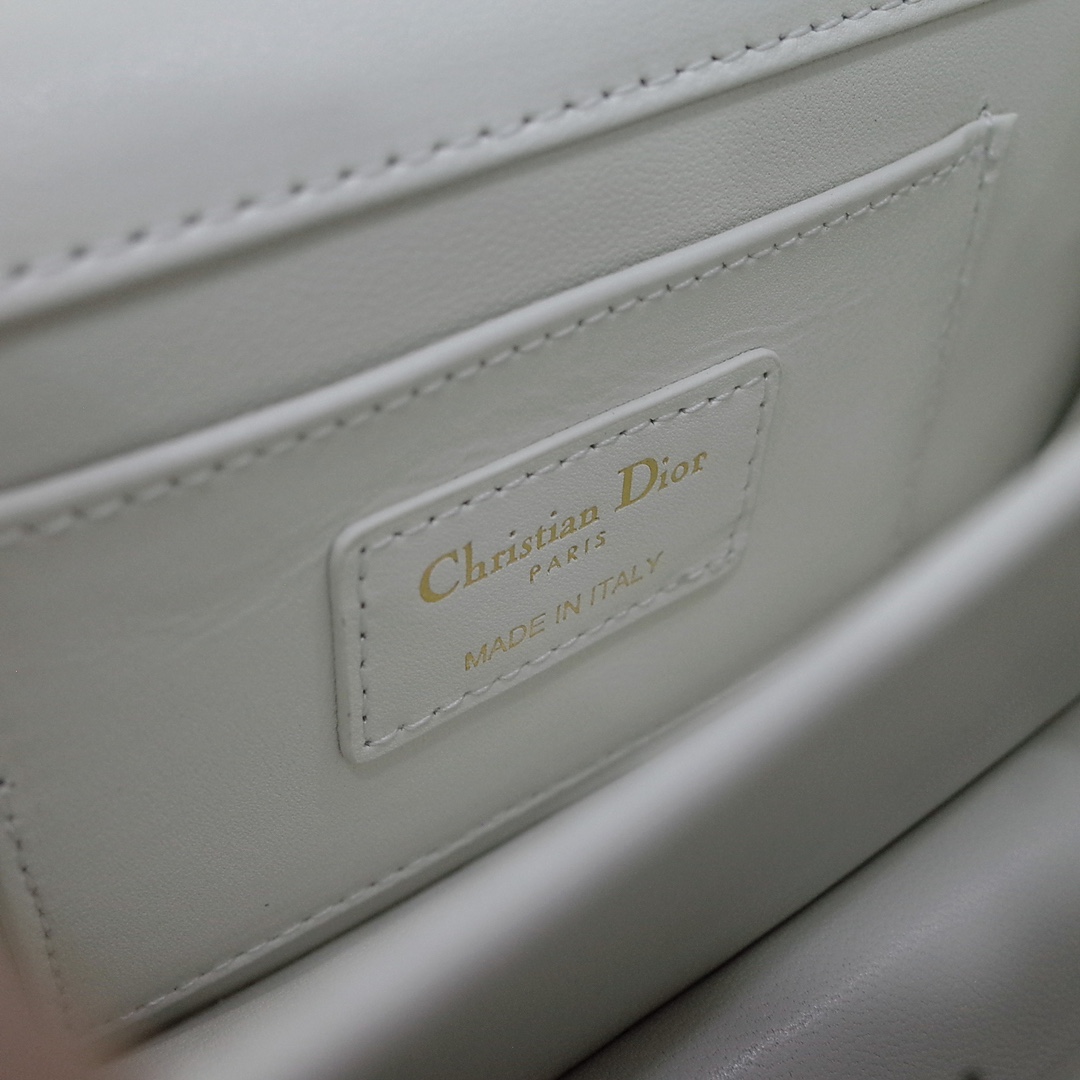 Mini Dior Ange Bag White Macrocannage Lambskin